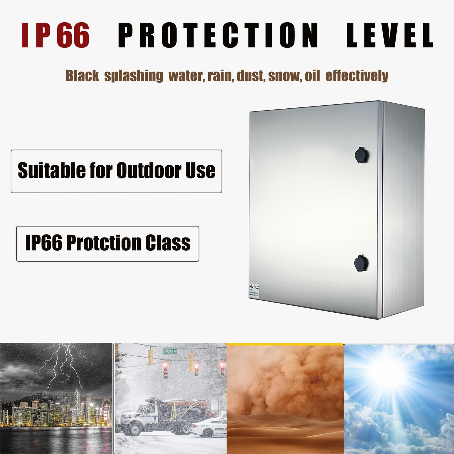 MJ-Box Steel Electrical Enclosure Box 24 x 20 x 10'' 304 Stainless Steel Electrical Enclosure IP66 Waterproof & Dustproof Outdoor/Indoor NEMA 4X Stainless Steel Enclosure