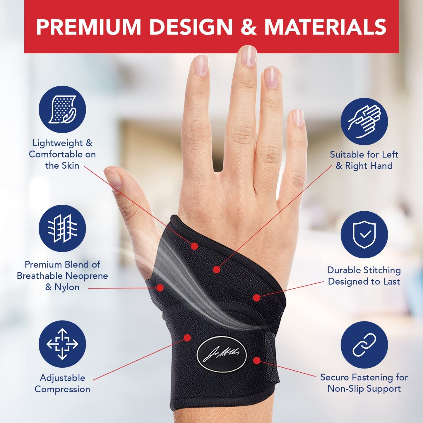 Doctor-Developed Wrist Brace & Essentials Cotton Gloves (Large, Navy) Bundle - Comfortable Hand Brace Support for Carpal Tunnel Relief, Tendonitis, and Everyday Use, Fits Left or Right Hand