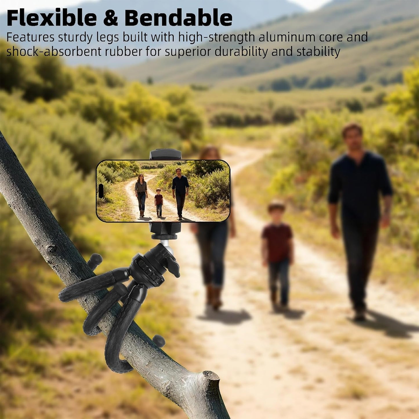 ZUZUXI 4.7-13" 360 12.9/Air/Mini Mini Flexible Tripod Stand for iPad/iPhone Tablets, Portable Desktop Phone Holder