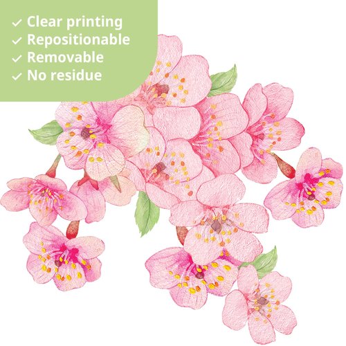 DECOWALL SG3-2320 Cherry Blossom Flower Wall Stickers Decals Branches Birds Butterflies Art Bedroom Floral Flower Girls Home Kids Living Nursery Pink Room Tree Nursery décor Baby