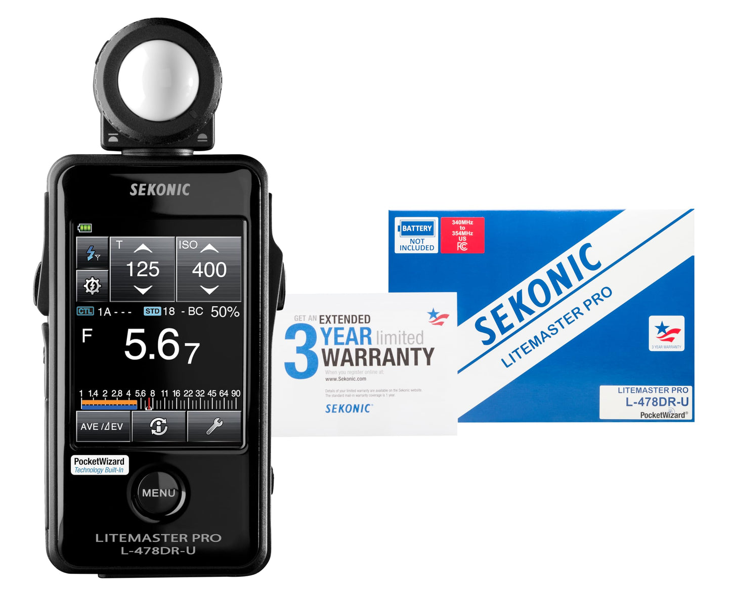 Sekonic L-478DR-U Pocket Wizard Lightmeter With Exclusive USA Radio Frequency And Exclusive 3-Year Warranty,Black,401-477