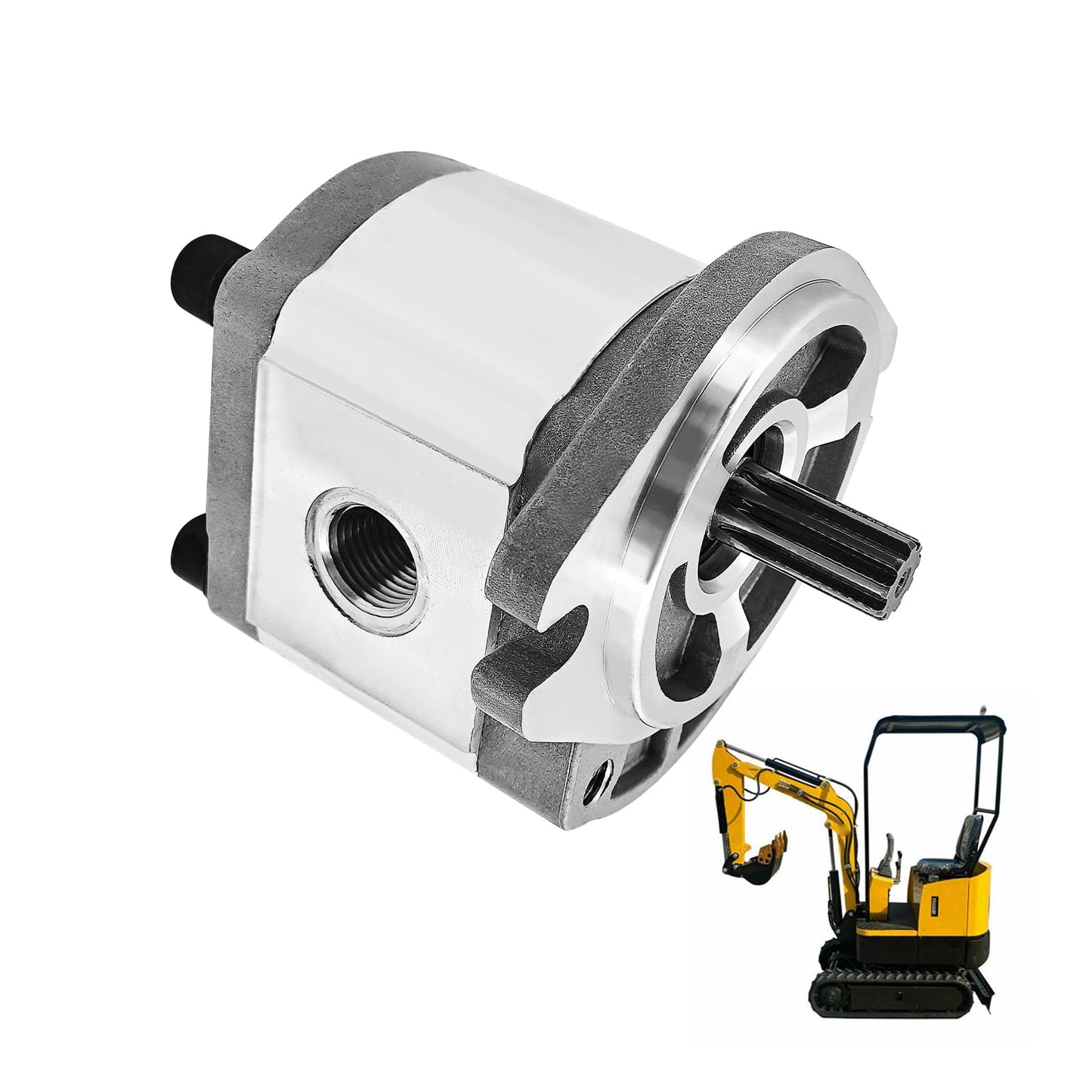 PGP5106G3LP Single Acting Hydraulic Gear Pump Fits for AGT H12 and More 1-ton Mini Excavators Digger 700RPM-4000RPM 9 Tooth 20 MPa-25 MPa Inlet G3/4 Outlet G1/2