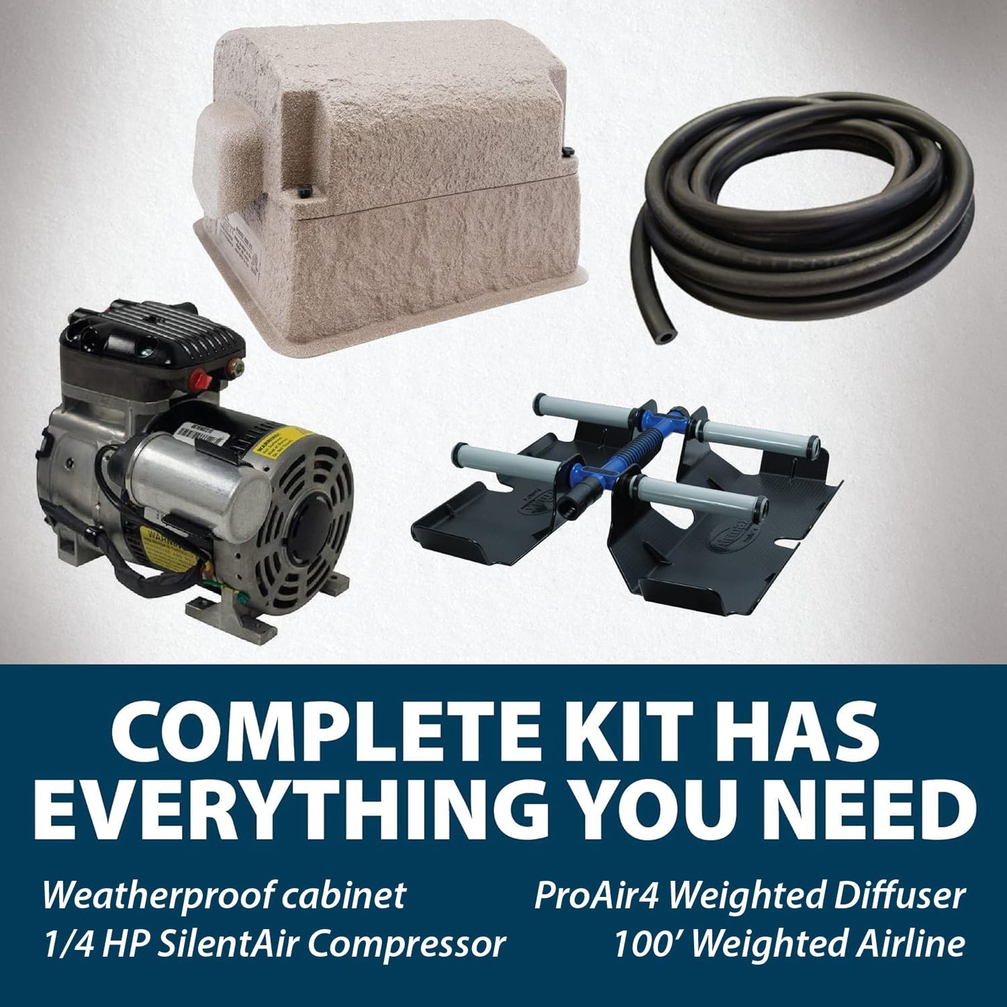 Airmax PondSeries PS10 Aeration System, Pond & Lake Aerator, Aerate Ponds & Lakes up to 1 Acre, Quiet & Energy Efficient Compressor, Maximum Water Circulation, Single Air Diffuser Kit, 115v