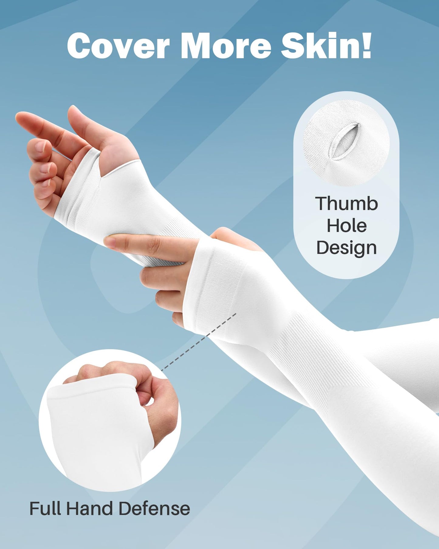 SHINYMOD UV Protection Cooling Arm Sleeves Compression UPF 50 Sun Sleeves for Men Women to Cover Arms with Thumb Holes