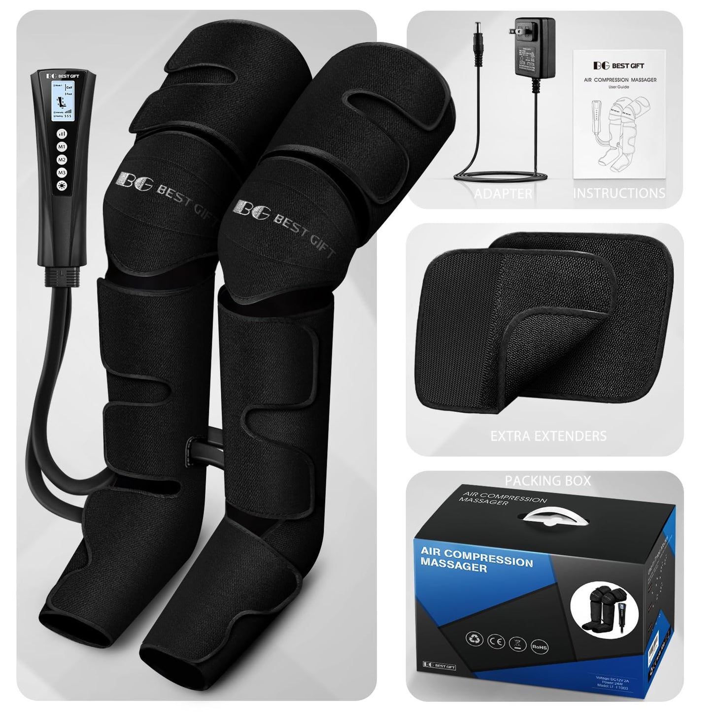 Mothers Day Gifts for Mom, Women, Dad, Men, Him, Her, Fathers Day, Christmas, Air Compression Massager with Heat for Comprehensive Leg and Foot Therapy, Helpful for Varicose Veins, Cramps, Edema