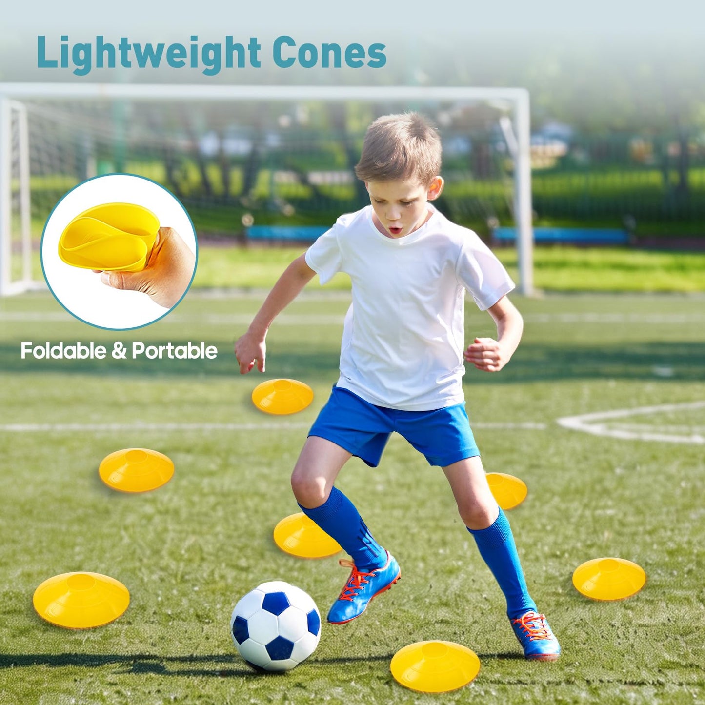 OLIXIS Soccer Football Agility Training Equipment with 4 Adjustable Hurdles, 12 Socce Cones, Running Parachute and Jump Rope, 20ft Agility Speed Ladder for Speed and Footwork - Yellow
