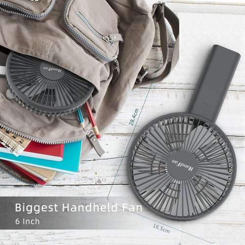 HandFan 6 Inch Handheld Fan with 4000mAh Battery 6 Speed Personal Fan, Strong Airflow, Cooling Desk Removable Base Design, 5-34H Working Time, 180° Foldable for Travel Outdoor Office Household(grey)