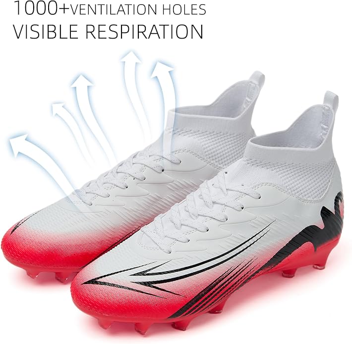 Men's High Top Soccer Shoes FG Long Spikes Adult Football Shoes Lightweight Professional Athletic Training