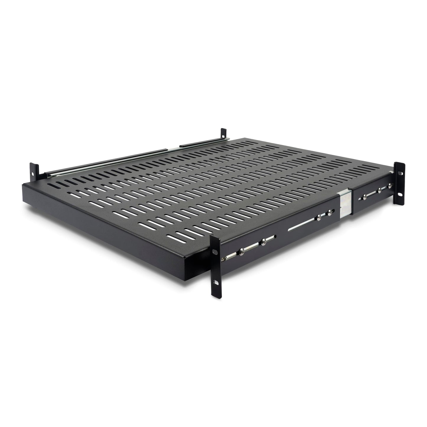 StarTech.com 2U Sliding Server Rack Mount Shelf - 20 to 30in Adjustable Mounting Depth - Vented - 50lb - Heavy Duty Universal 19” Rack Shelf for Equipment Rack - 24in Deep (UNISLDSHF19)