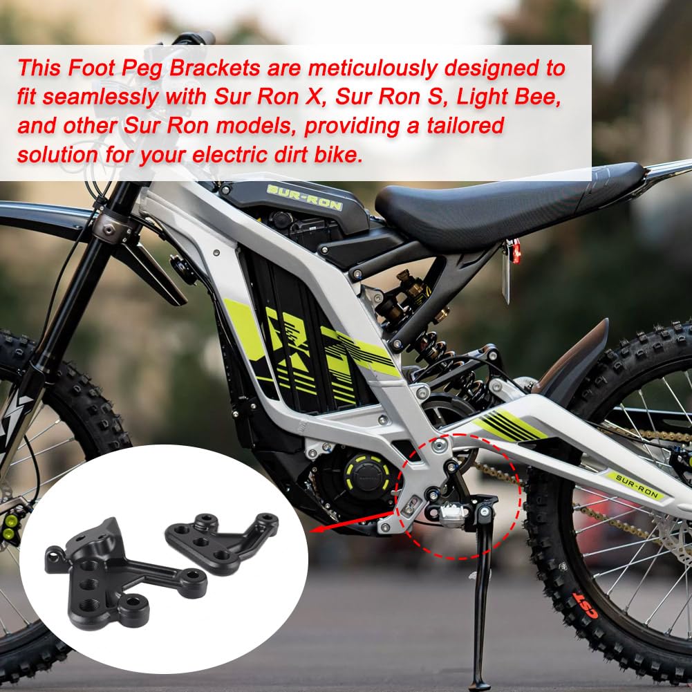 Foot Pegs Bracket Surron Foot Rest Brackets Motorcycle Footbracket CNC Aluminum Foot Peg Pedal Bracket Kit for Light Bee Sur-Ron S/X Dirt Bike black