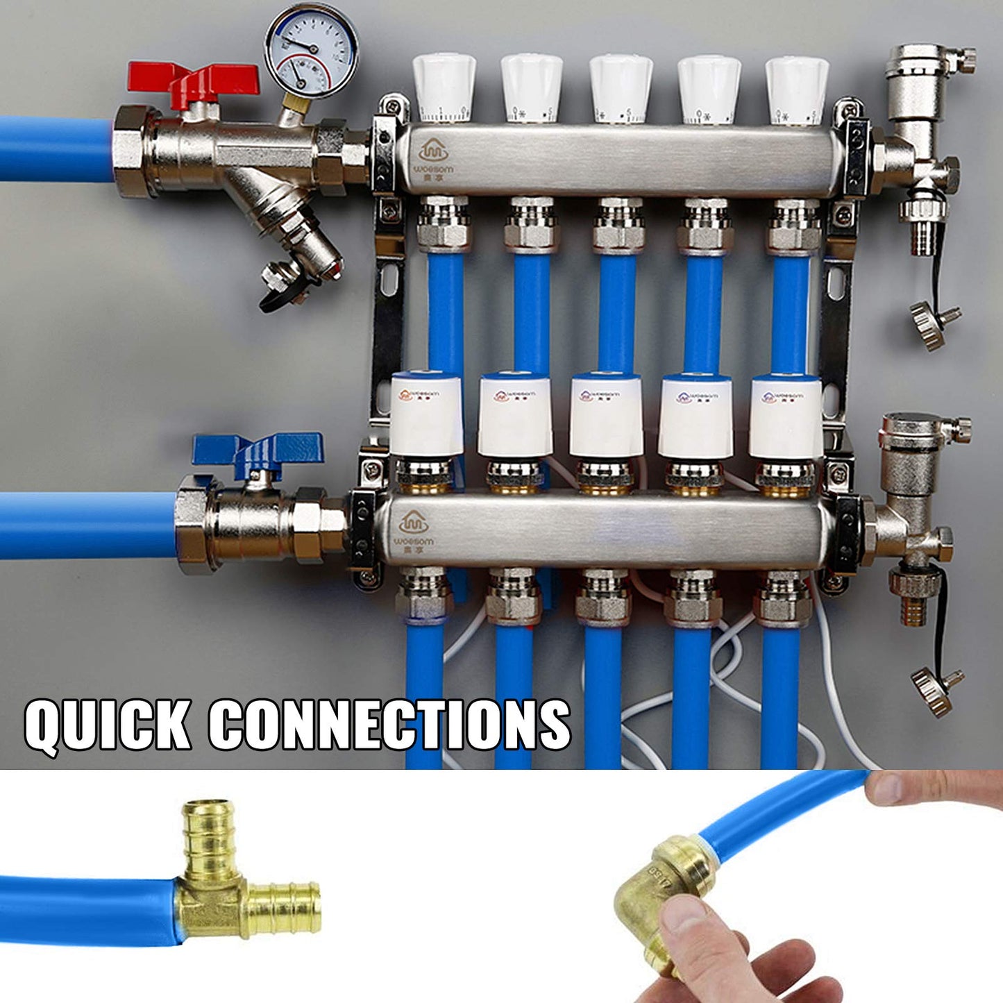 VEVOR PEX-B Pipe 1 Inch X 3 Feet,Non-Oxygen Barrier Flexible Pipe Tubing,Blue for Hydronic Radiant EVOH Floor Heating, Water Plumbing Applications with Cutter& Clamps