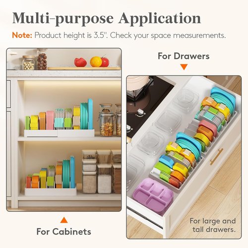 Lifewit Kitchen Cabinet Organizer - Adjustable Lid Holder with 6 Dividers | Large 13" x 10" for Pantry Storage