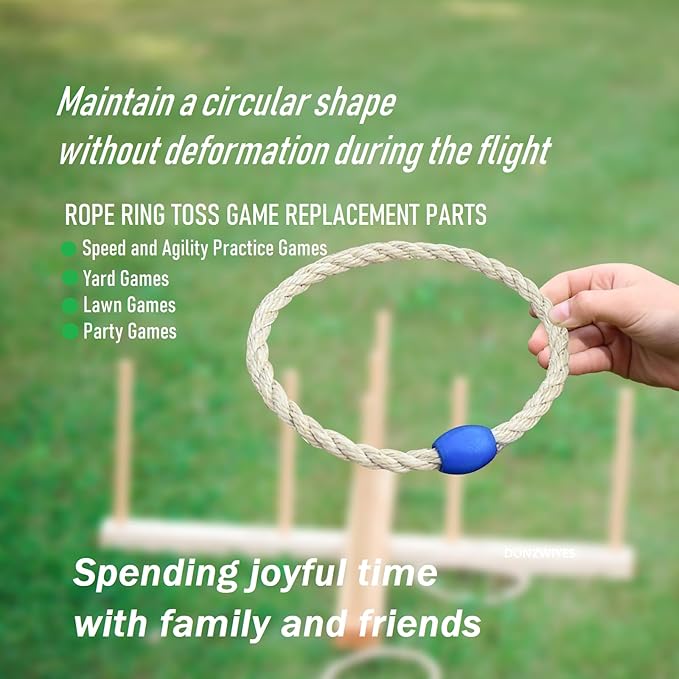 6 Pack Multicolor Sisal Rope Ring Toss Game Replacement Parts for Adults and Kids, Outdoor Toss Rings for Agility/Speed Practice and Yard Games and Lawn Games for Party (3 Colors-Red Yellow Blue)