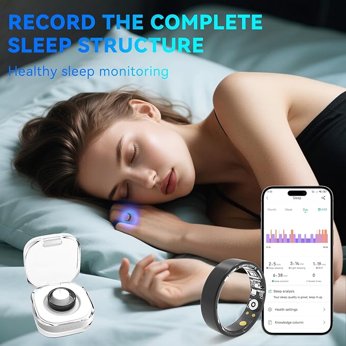 Smart Rings for Women Men,Fitness Tracker Ring,Heart Rate,Blood Oxygen,Blood Pressure,Step Tracker,Sleep Monitoring,No Subscription Fee,IP68 Waterproof Smart Ring for iphone&Android(Black 11)