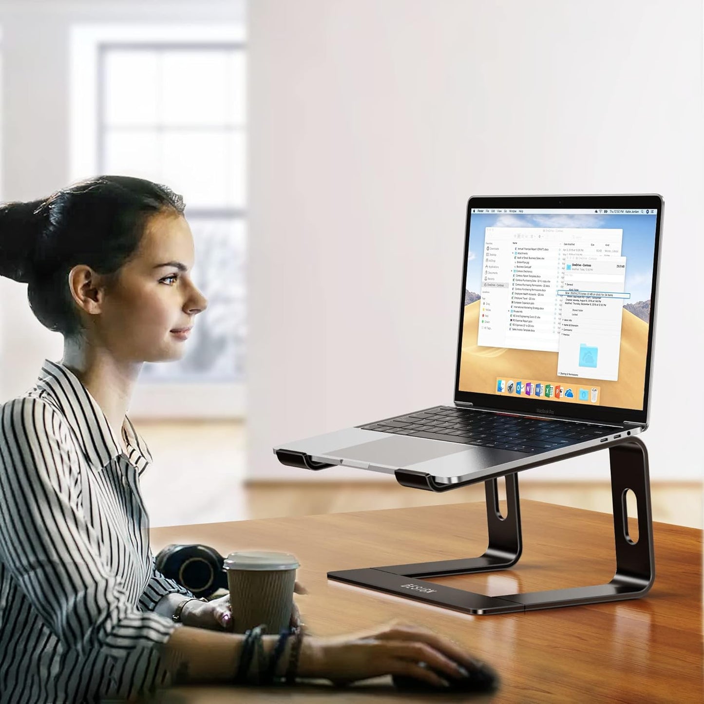 BESIGN LS03 10-15.6" Aluminum Laptop Stand, Ergonomic Detachable Computer Stand, Notebook Riser, Laptop Mount