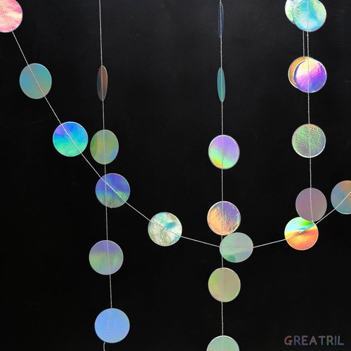 GREATRIL Iridescent Tinsel Streamers - Round-Shaped Garland for Festive Decor