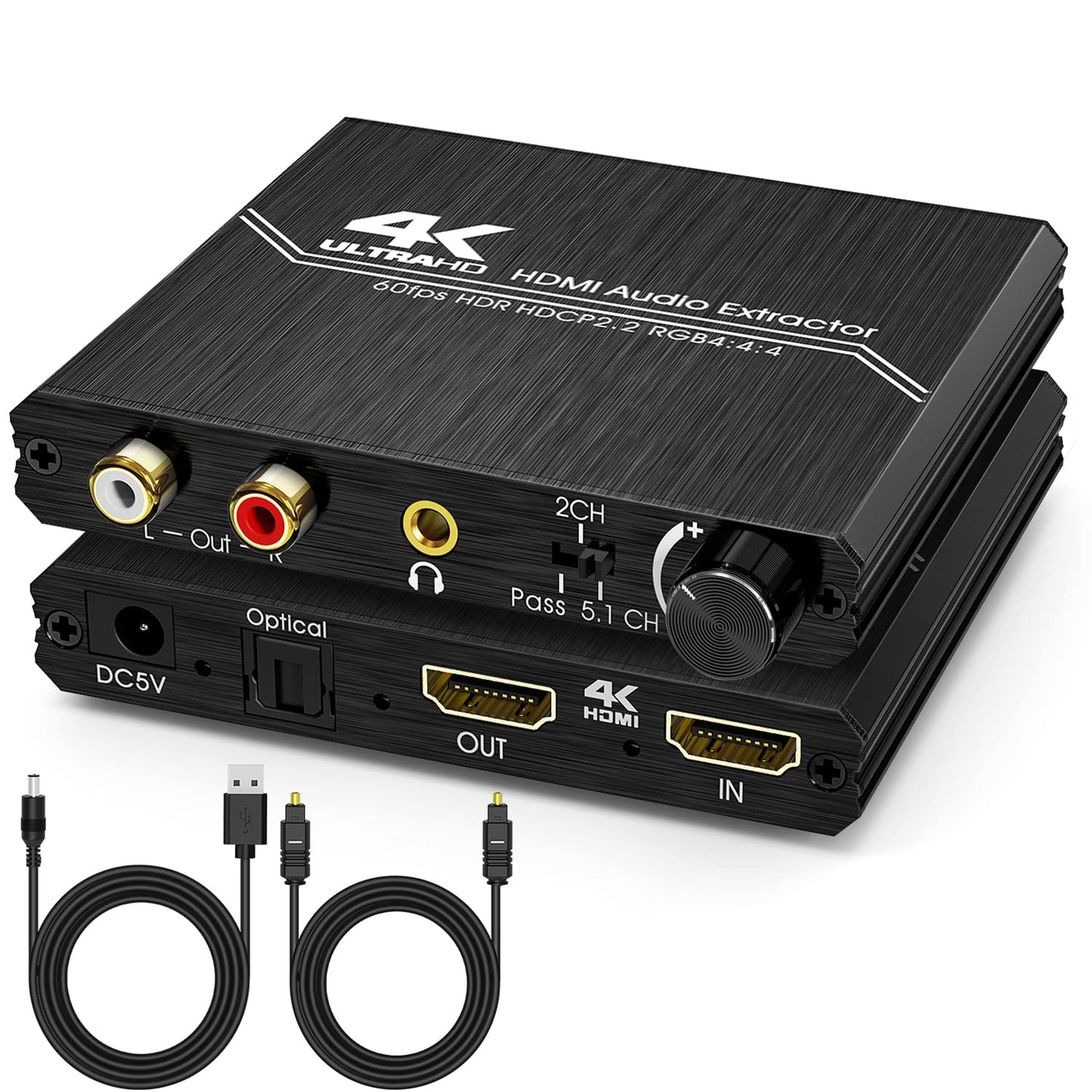 4K 3.5mm 4K@60Hz 2.2 3D 4:4:4 Tendak HDMI Audio Extractor, HDMI to Optical SPDIF + Stereo + RCA L/R Audio Adapter