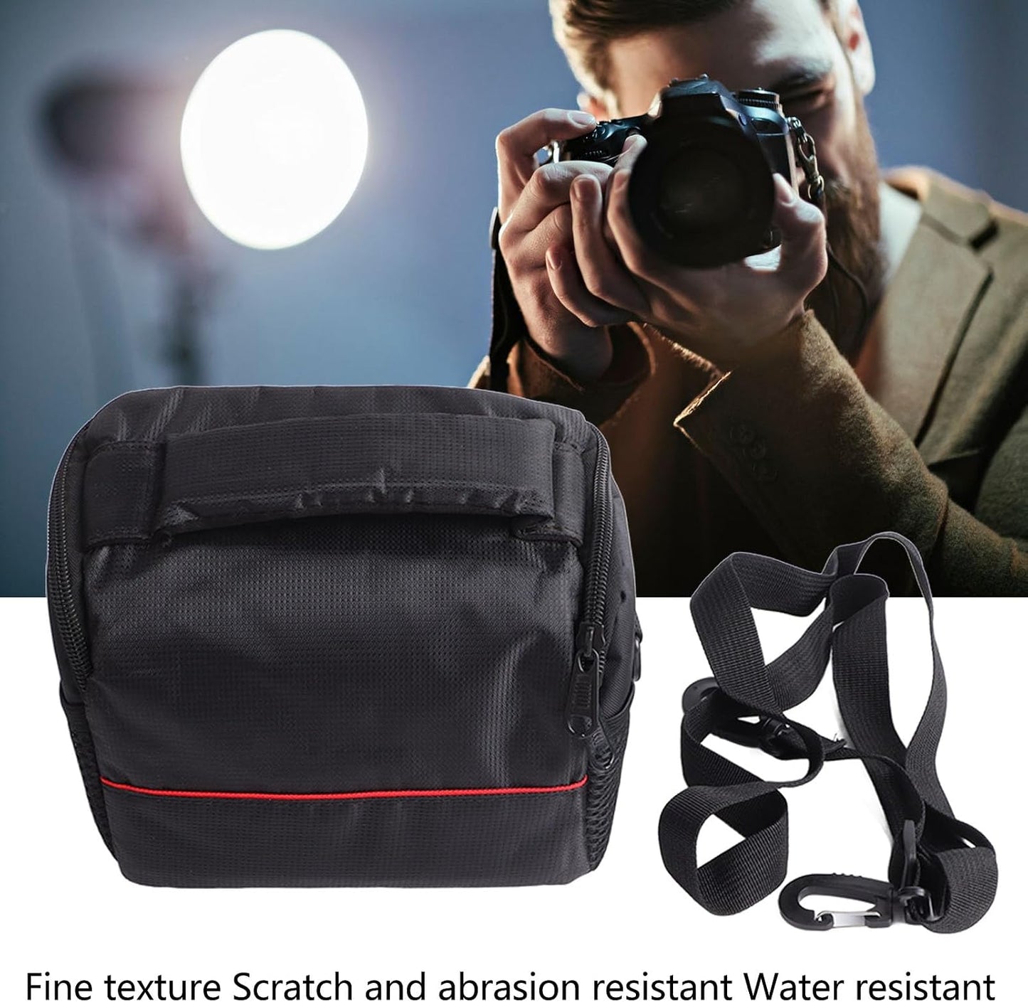 Airshi Camera Case, Adjustable Shoulder Strap Camera Storage Bag Good Protection Shockproof Fashion for Travel, Small