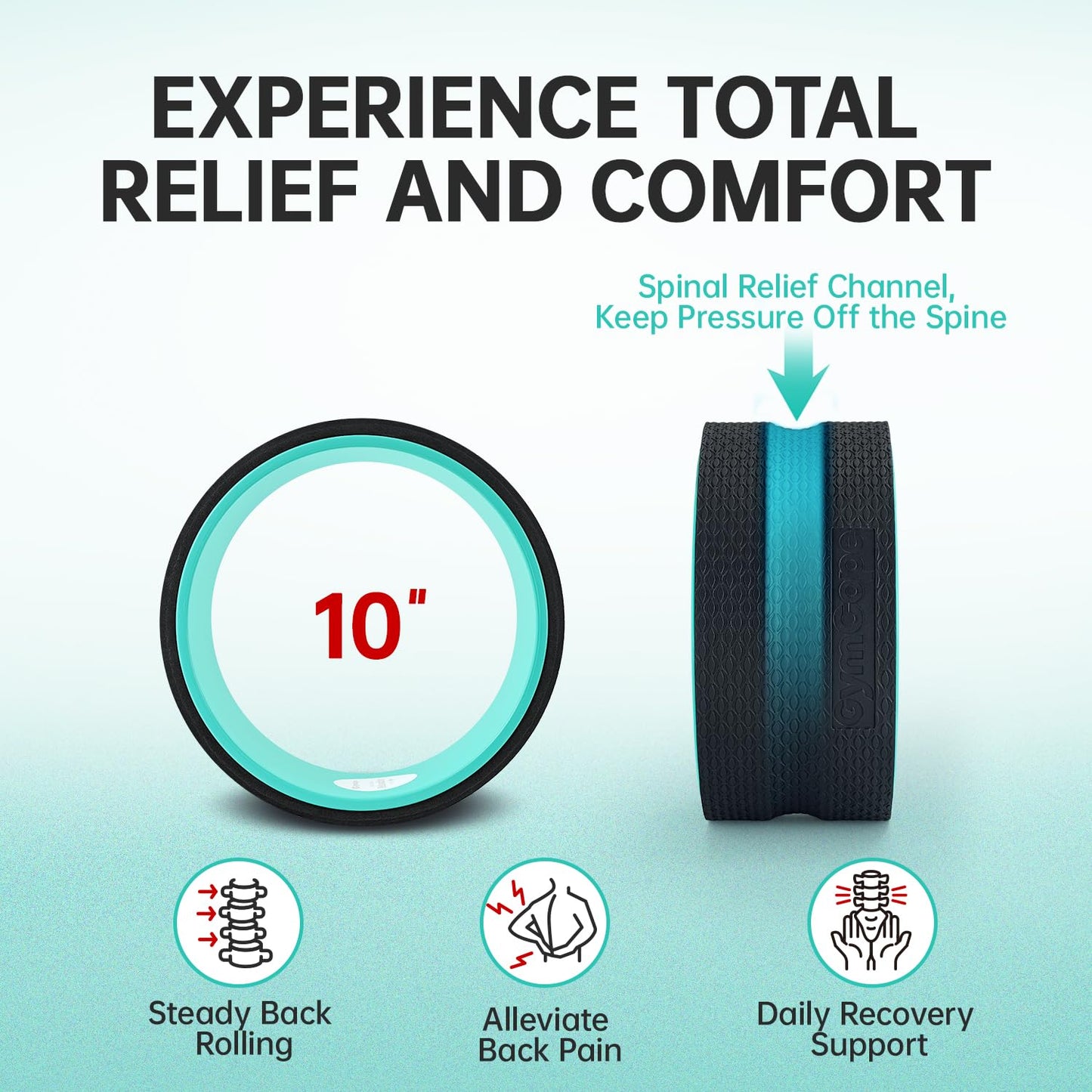 Back Wheel Foam Roller – Targeted Back & Neck Relief, Lumbar Spine Stretcher, Spinal Decompression Back Stretcher, Massage Roller with Density Foam for Physical Therapy, Supports 500lbs