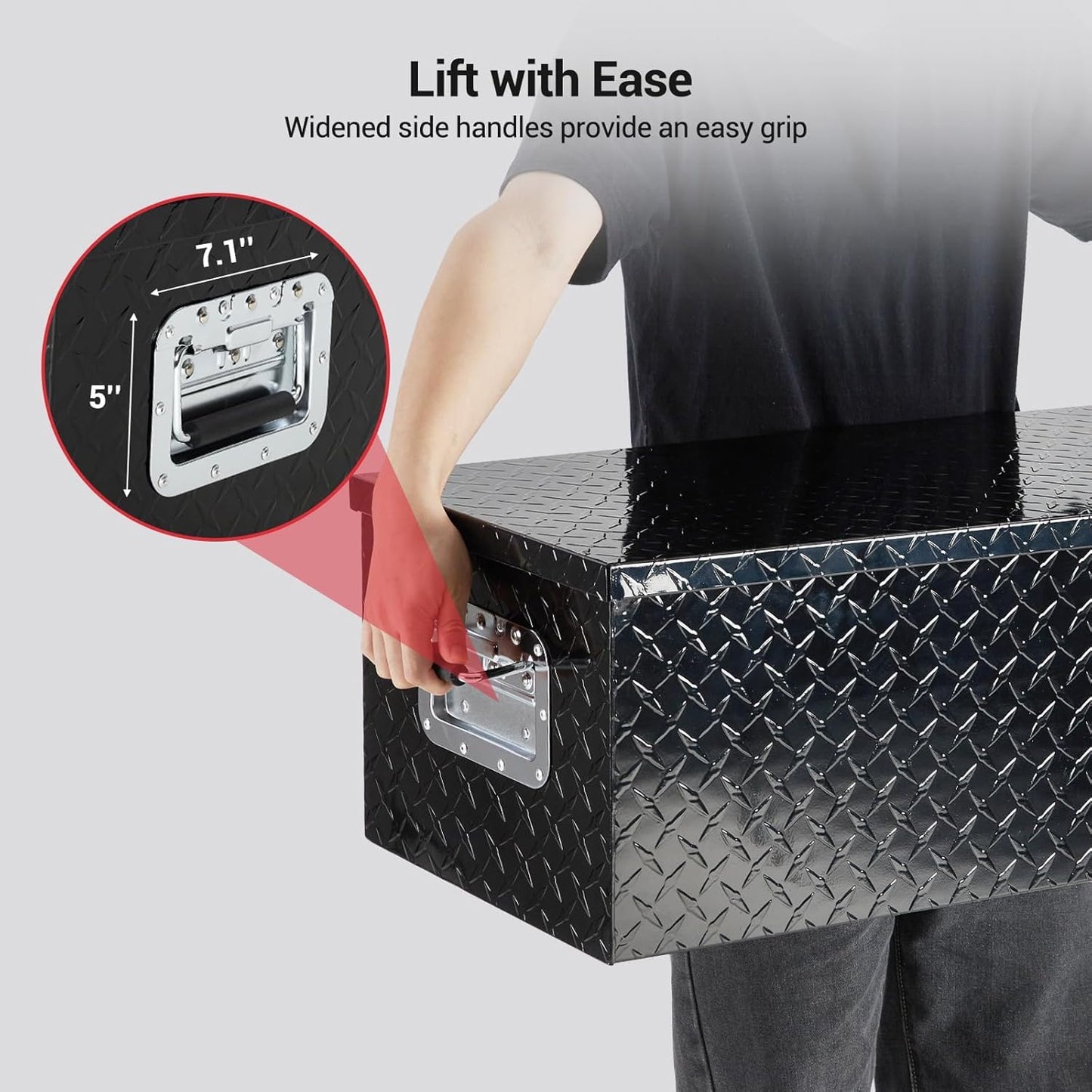 EliteEdge Heavy Duty Aluminum Truck Bed Tool Box, Diamond Plate Tool Box with Side Handle and Lock Keys, Storage Box Chest Box Organizer for Pickup, Truck Bed, RV, Trailer, 39"x13"x10"
