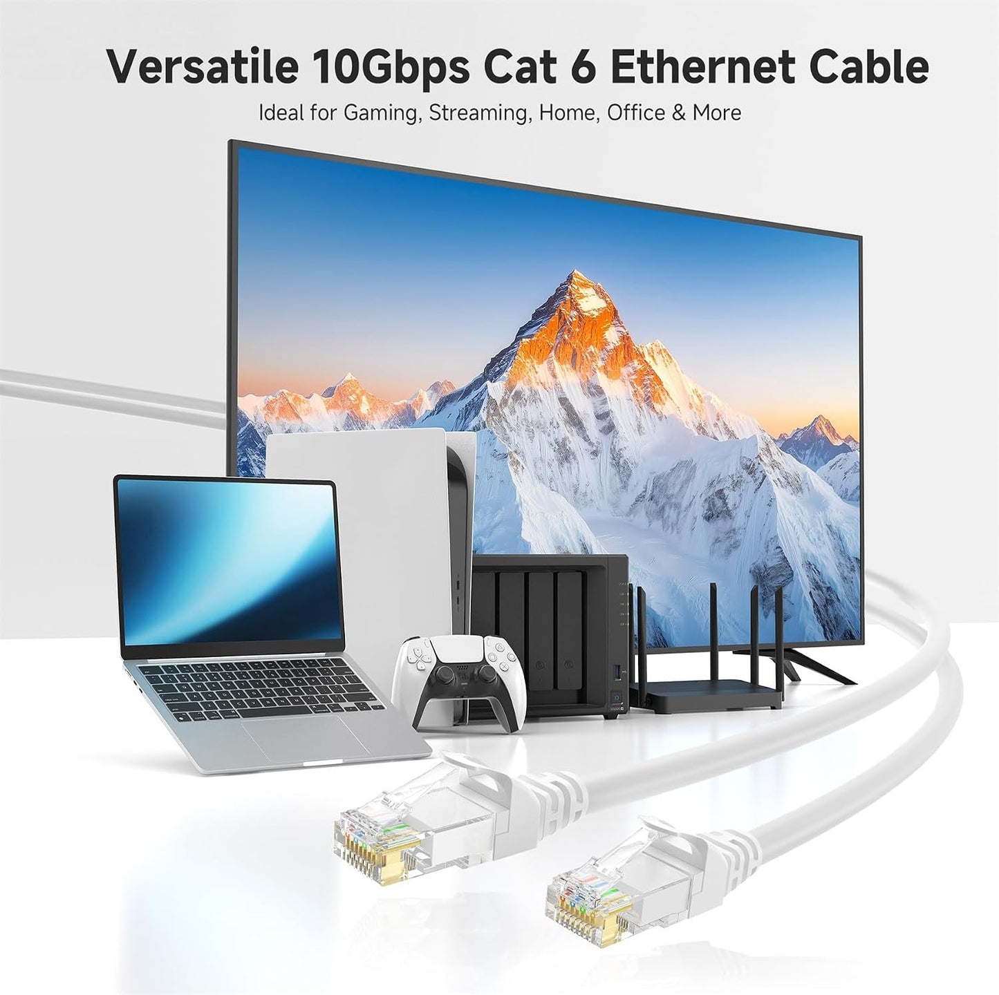 10Gbps 5-Pack 6 10ft, 6 Cat6 Cable Matters Snagless Cat Ethernet Cable - Cat Cable, Cord, Ethernet Cord, White