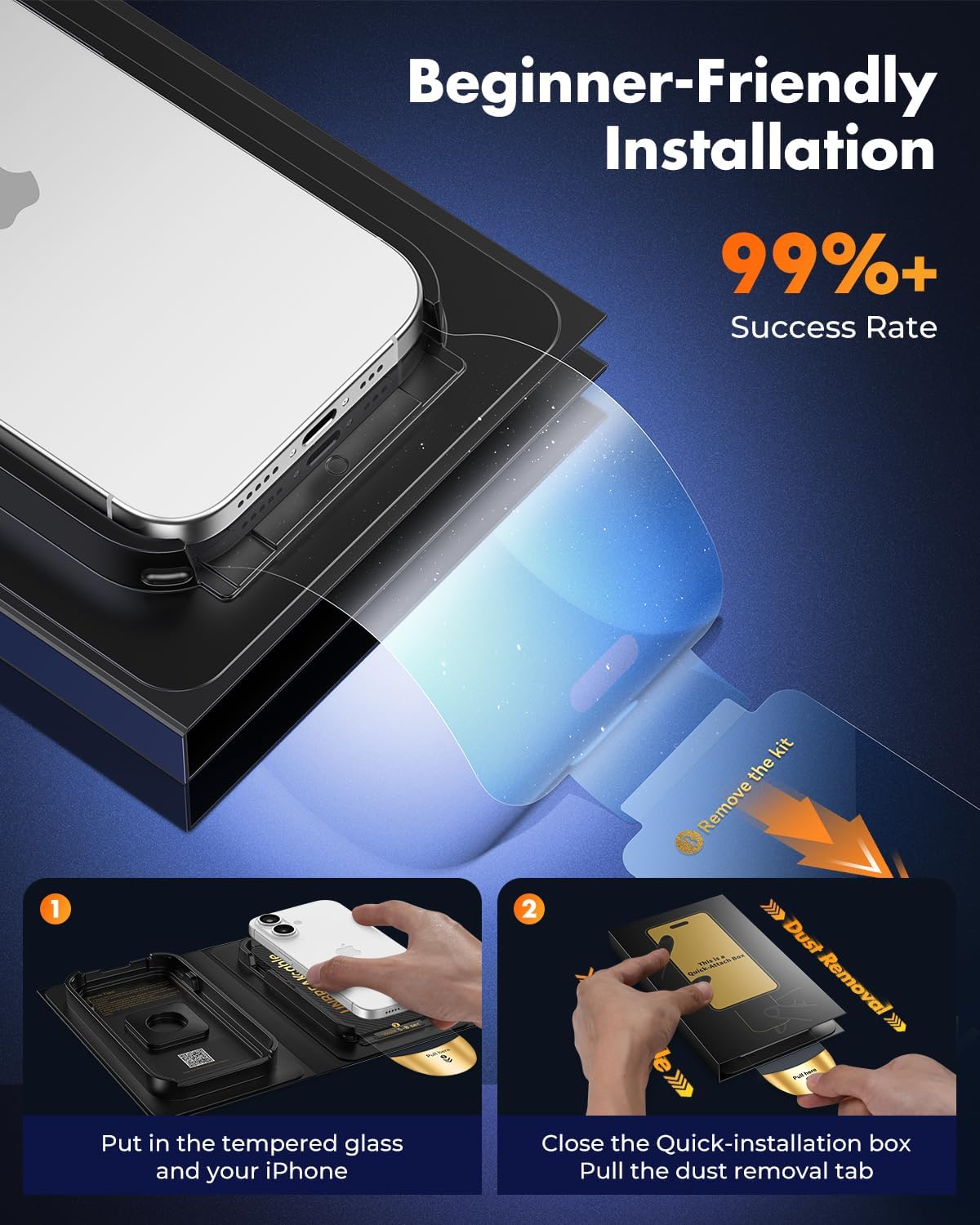 17 3-Pack 9H+ [99.99% 17 6.3" UNBREAKcable for iPhone Screen Protector [Quick-Installation Box] Hardness Shatterproof