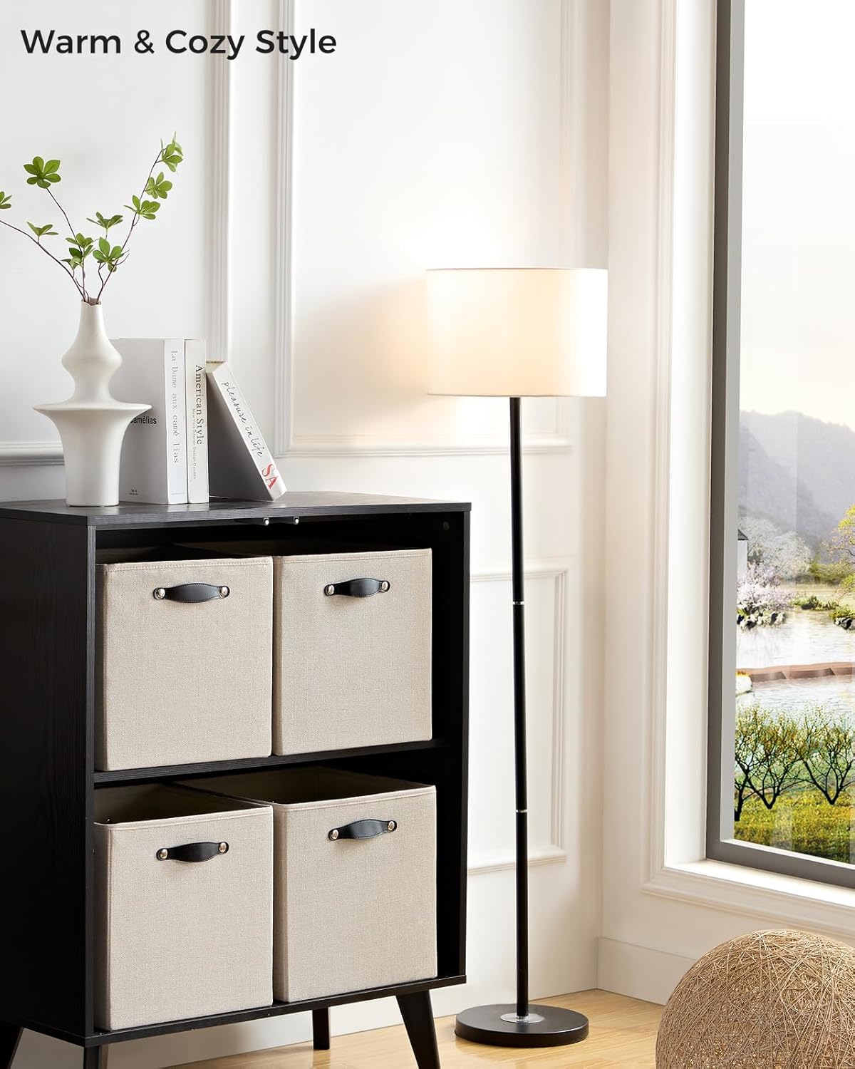 Storage Cube Bins - 6 Pack Fabric Organizer Baskets for Shelves & Closets | Beige 11x11 Inch