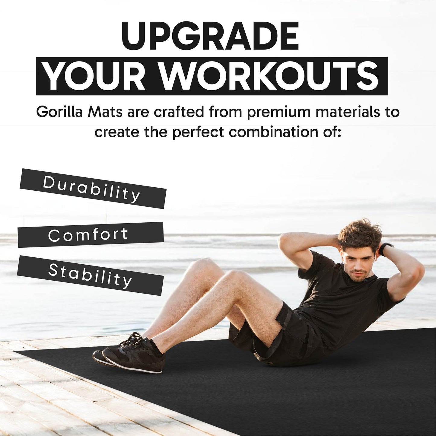 Gorilla Mats Extra Large Exercise Mat – 12' x 6' x 1/4" – Ultra Durable Workout Mat for Home Gym Flooring – Non-Slip, Flat, Fitness, Yoga & Weight Lifting Floor Mat – Use With or Without Shoes