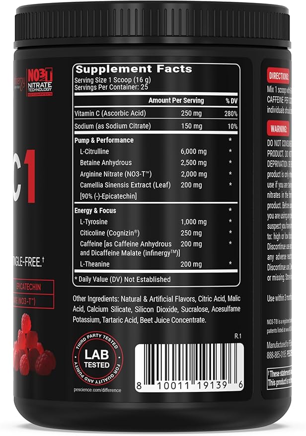 PEScience Prolific-1 Pre Workout Powder for Men & Women with L-Citrulline, Nitric Oxide Booster, Energy Powder & Nootropic for Focus ??Preworkout Without Beta Alanine ??25 Scoops, Red Razz Candy