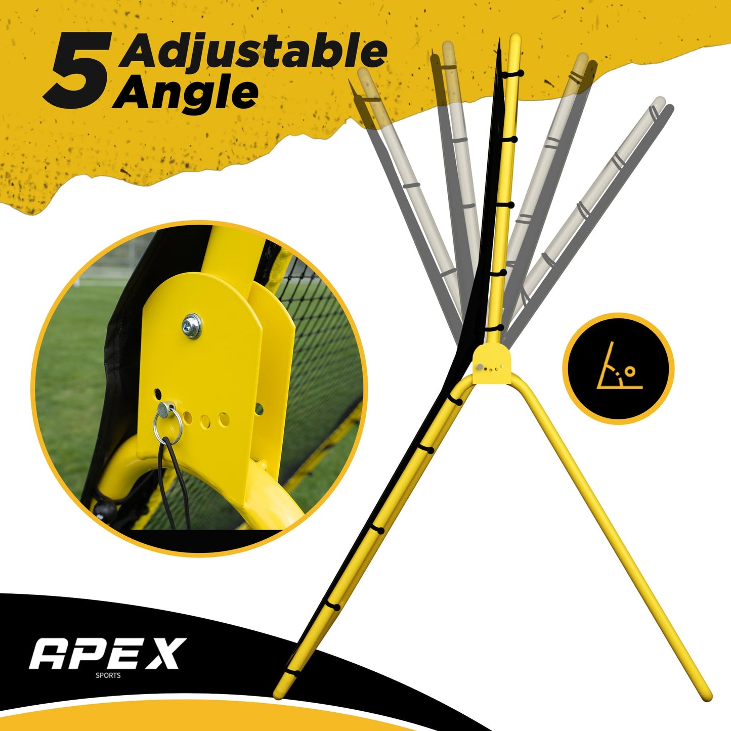Apex Sports Professional Lacrosse Rebounder Volleyball Rebounder (4x7 Feet) - Adjustable 5 Angles, Soccer and Baseball Rebounder Practice Net with Precision Target Strip, Sturdy Frame