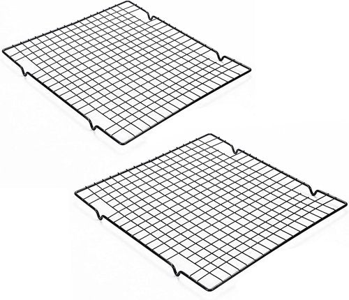 Line Roasting Cooling Racks - High Strength Stainless Steel Grill Racks for Baking & BBQ | 10.6" x 9.8" (2 Pcs)