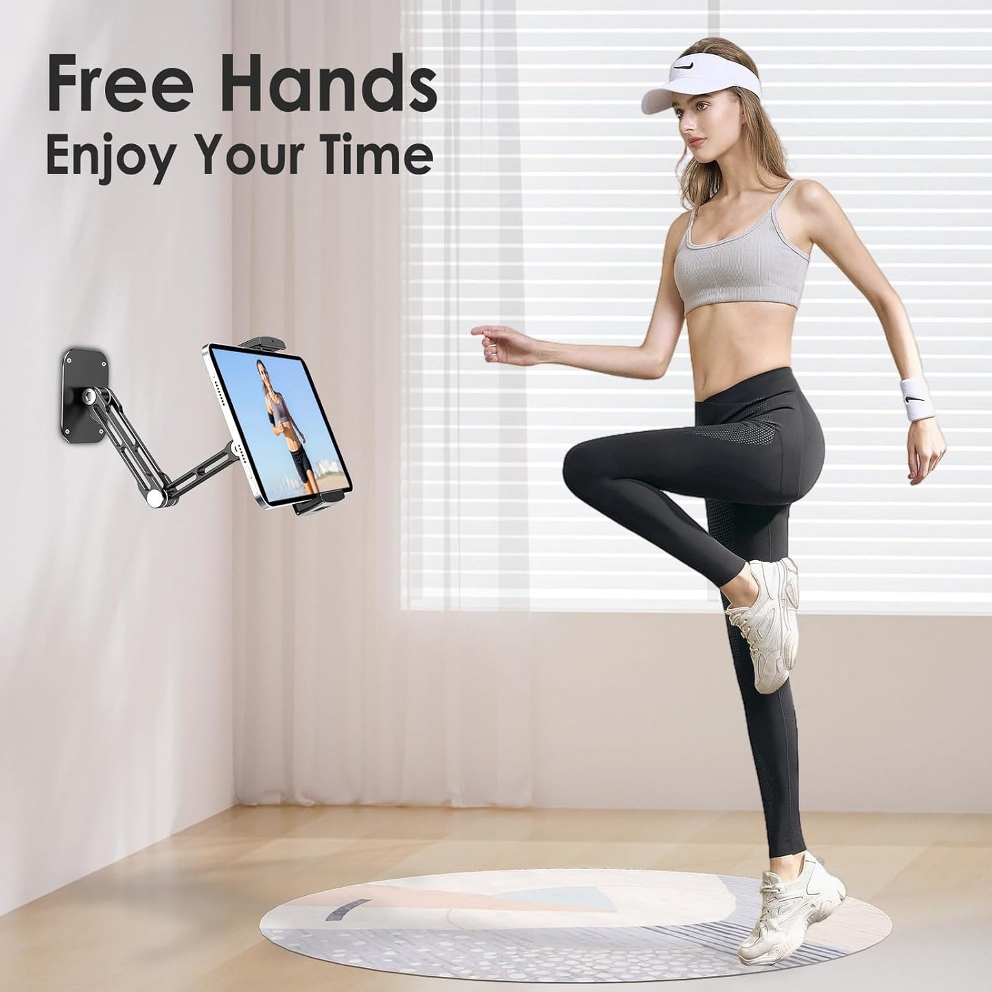 Lucrave 360Rotating 4.7-13" Tablet Wall Mount Holder, Aluminium Extendable iPad Wall Holder, with Base Adjustable