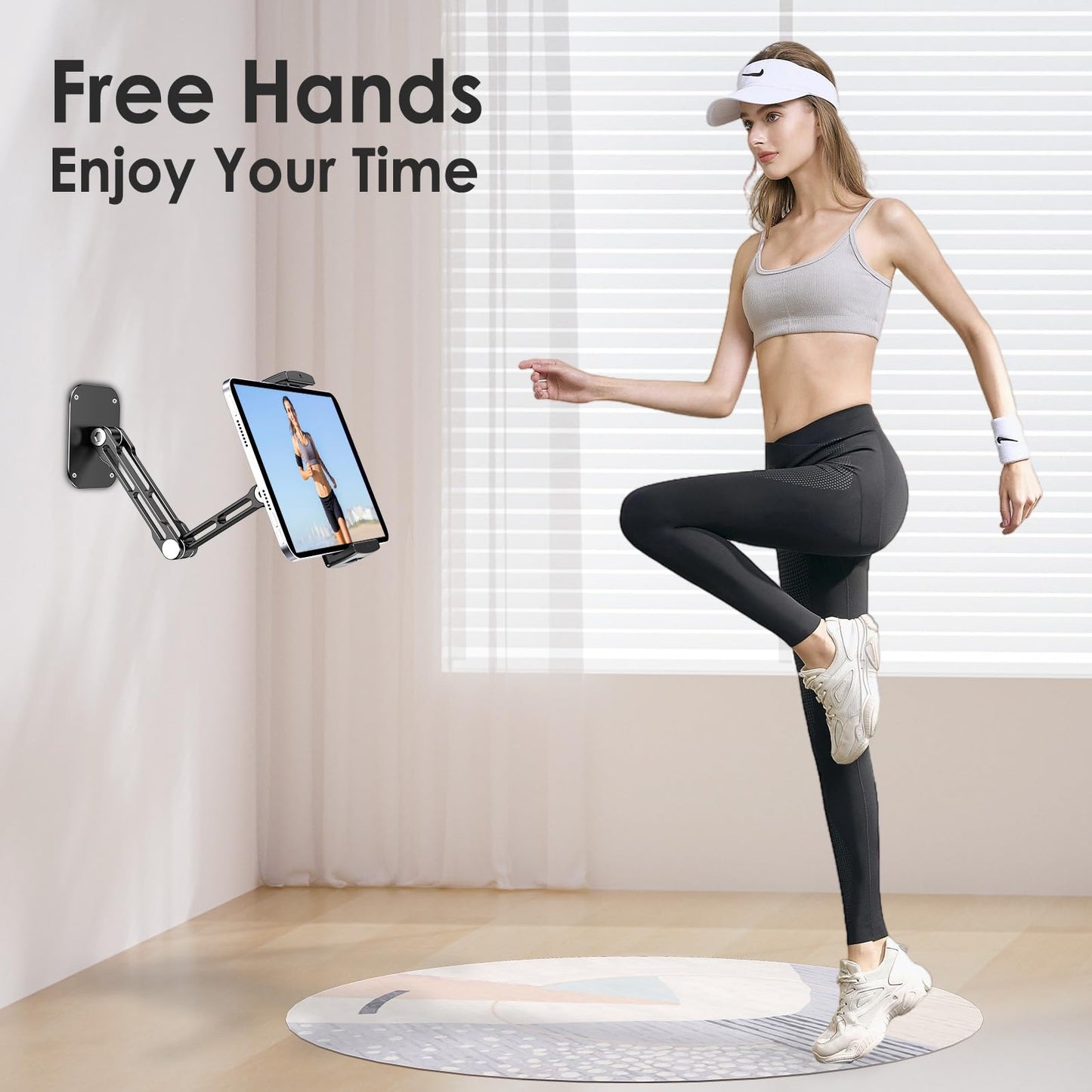 Lucrave Tablet Wall Mount Holder, Aluminium Extendable iPad Wall Holder, with 360°Rotating Base Adjustable and Foldable for iPad Pro Air Mini, Galaxy Tab, All 4.7-13" Phones and Tablets