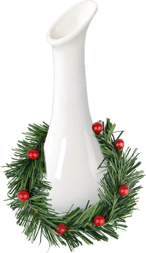 Lystaii Christmas Candle Rings - 10pcs Red Artificial Berry & Grass Mini Wreaths for Holiday Decor | Medium Size