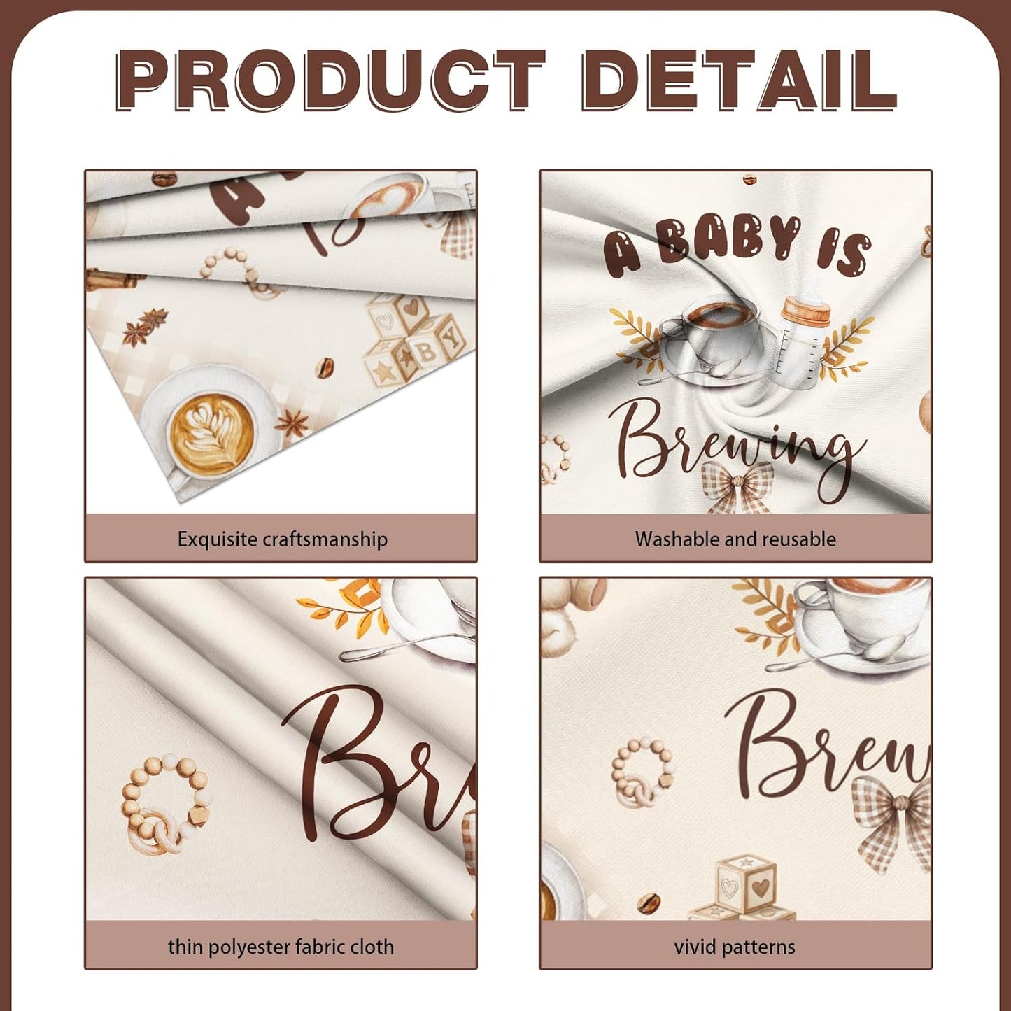 Generic 10x7ft A Baby is Brewing Baby Shower Backdrop Brown Coffee Baking Theme Cute Bear Background Feeding Bottle