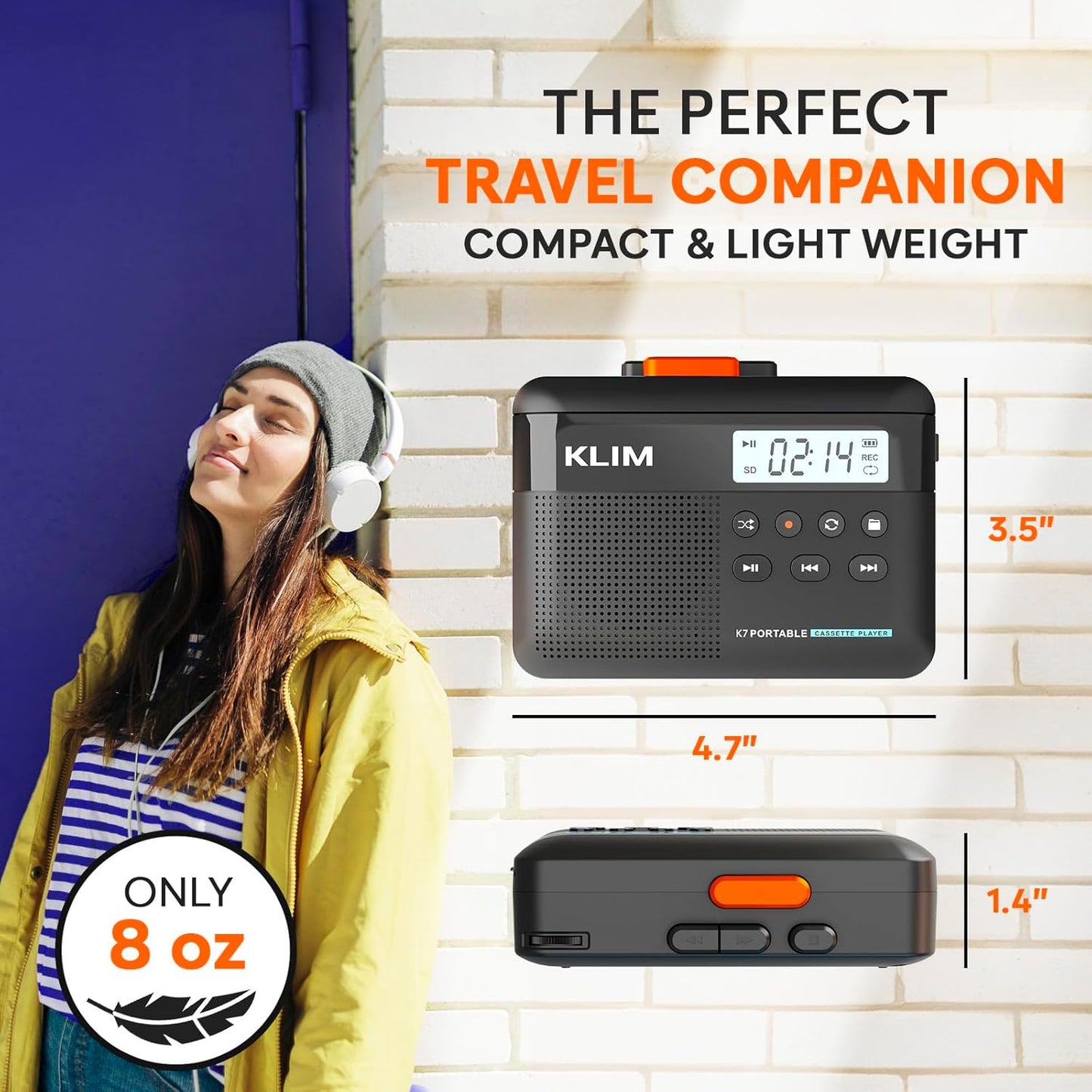 K7 Cassette Cassette MP3 16GB KLIM Tape Player - to Converter - Portable - Built-in Microphone & Speaker - Rechargeable