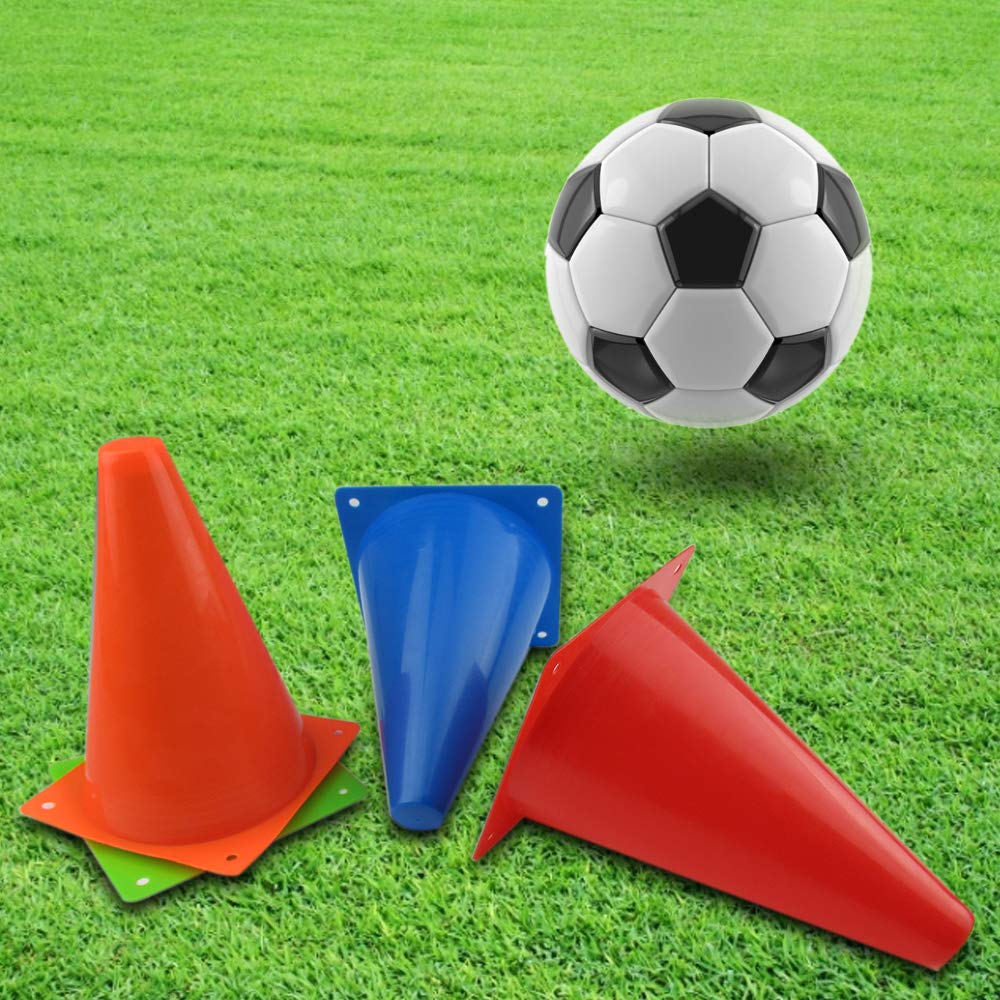 Mirepty 7 Inch Plastic Traffic Cones Sport Training Agility Marker Cone for Soccer, Skating, Football, Basketball, Indoor and Outdoor Games (Orange, 12 Pack)