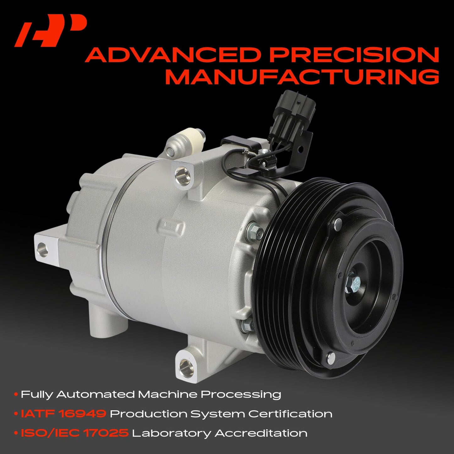 A-Premium AC Compressor with Clutch Compatible with Hyundai Elantra 1.8L 2011-2013, Elantra Coupe 1.8L 2013, with Automatic Temperature Control Only (NOT Manual), with 3-Pin Connector