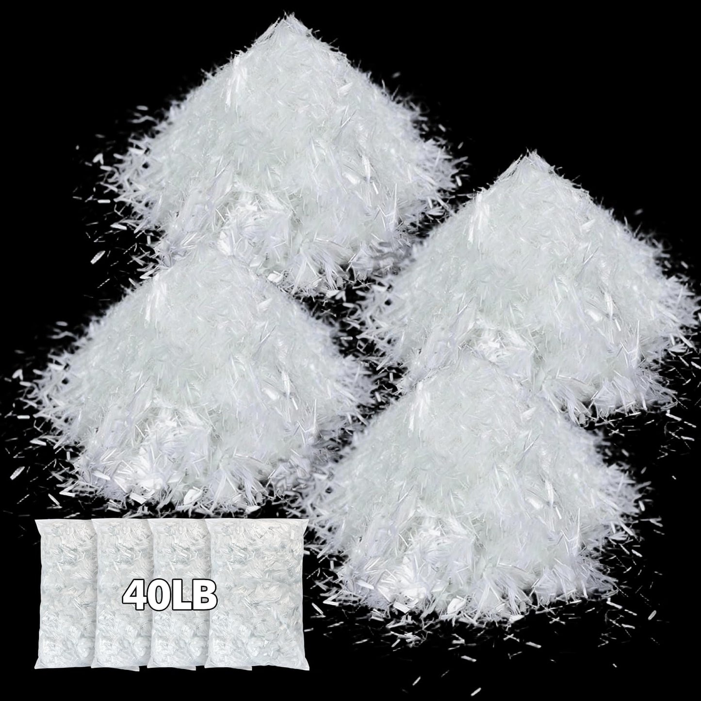 4 pcs 40 Lb 3/4'' (19 mm) Fiberglass for Concrete Cement Mortar Mix, AR Glass Chopped Strand Fiberglass for Reinforcing Concrete Building Walls and Garden Floors