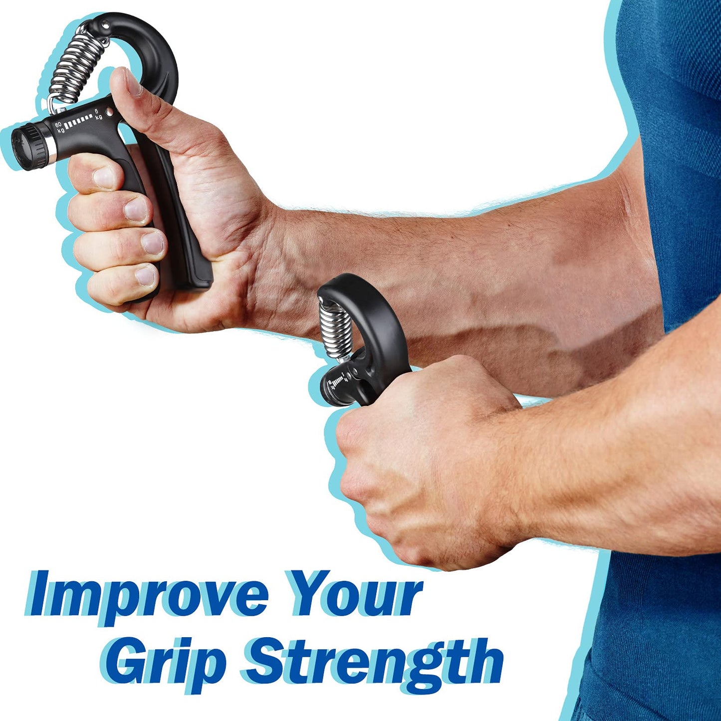 AIXPI Adjustable Grip Strength Trainer, Forearm Exerciser 11-132 lbs, Hand Gripper Strengthener for Men and Women, for Muscle, Recovery, Fitness (2 Pack)