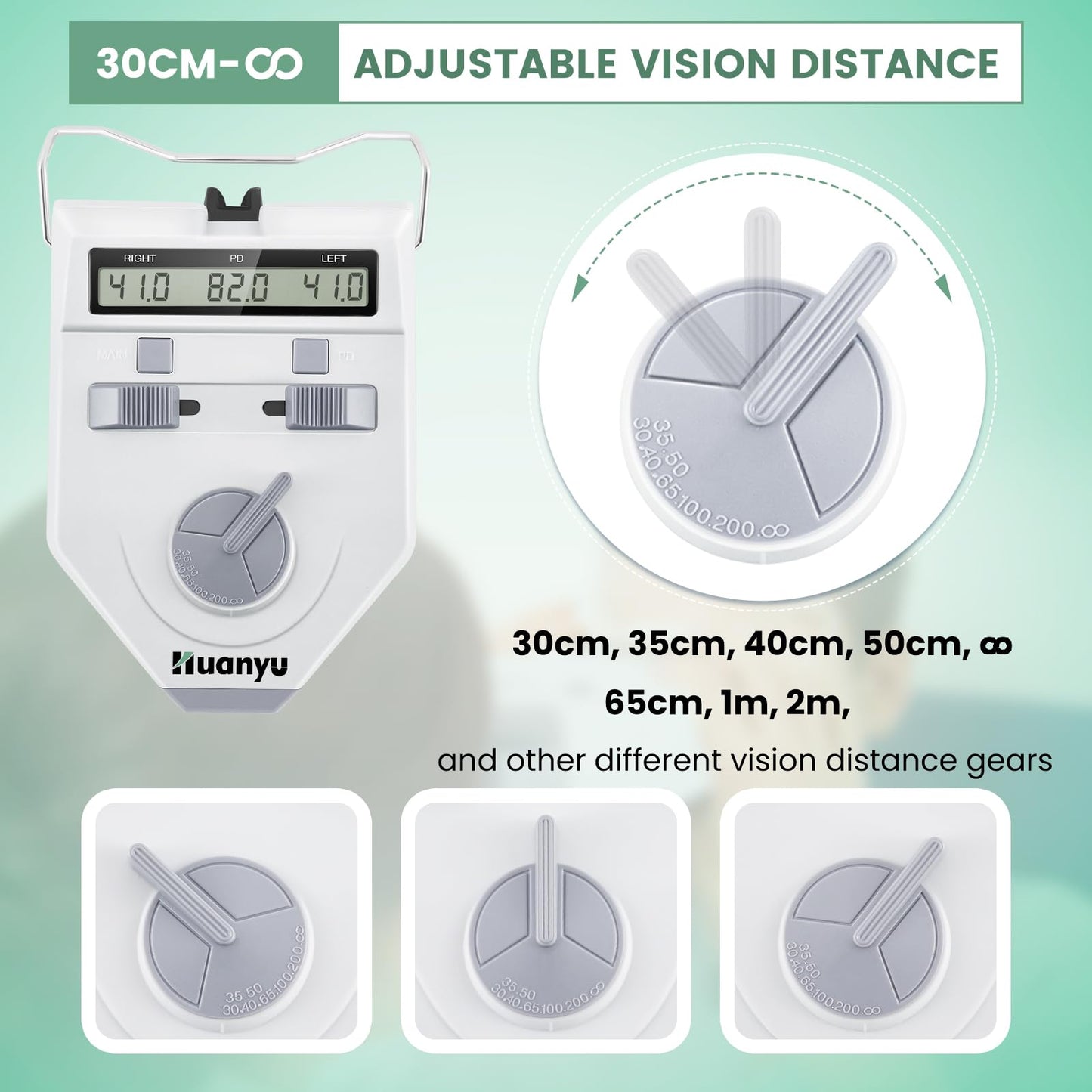 Huanyu LY-9AT Optical Digital Pupilometer 45-82mm Pupil Meter PD Meter and Huanyu Digital Pupilometer Distance Meter 0.1-0.5mm Accuracy Adjustable Bundle