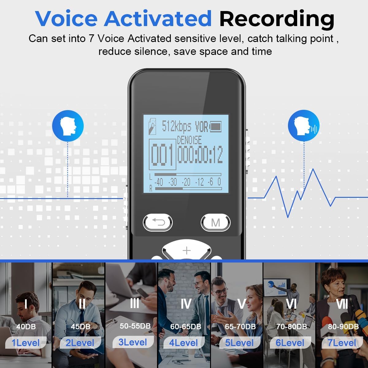 AKALULI 72GB 5300 Digital Voice Activated Recorder with Playback - Audio Recording Device with Hours Recording Time