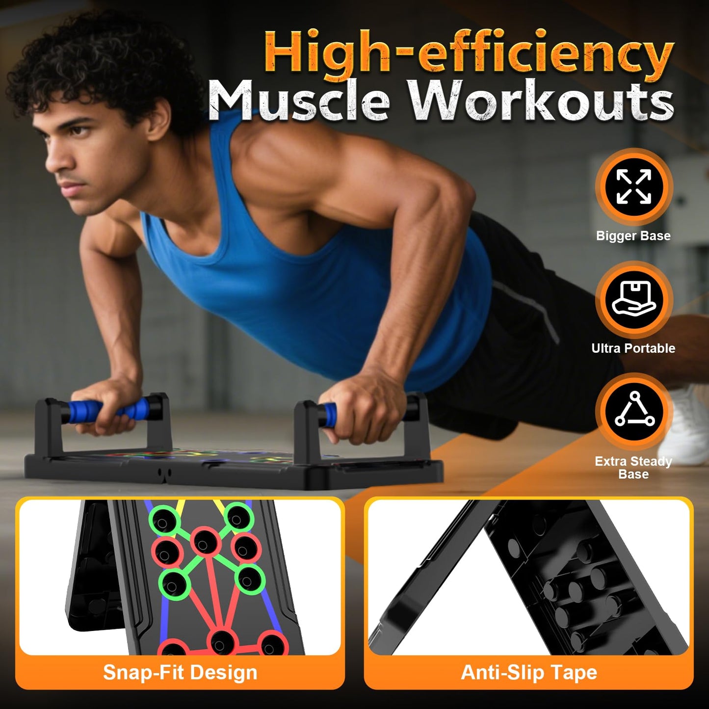 Berleng Push Up Board - 36-in-1 Foldable Pushup Fitness Stand for Portable Strength Training. Rugged, Stable Equipment for Home Gym Workout for Men & Women