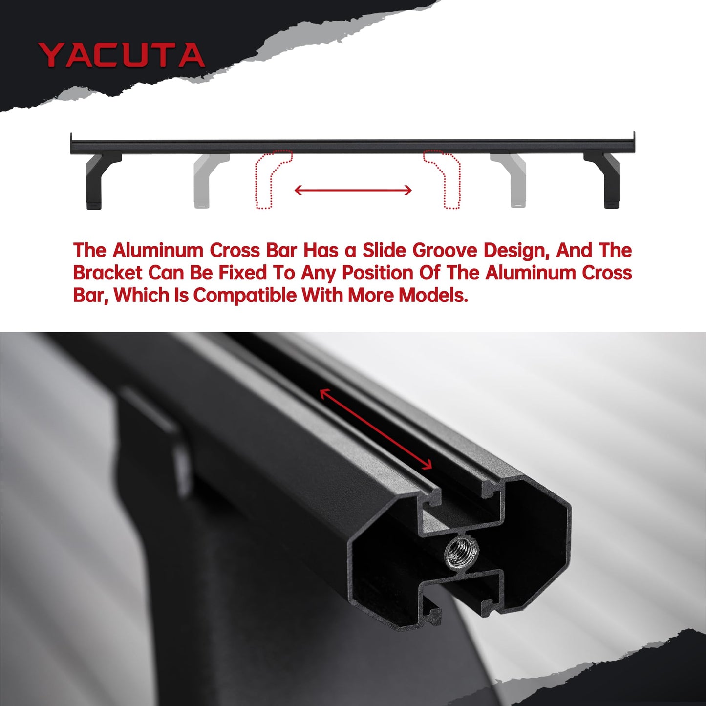 Adjustable Truck Bed Rack Cross Bars,Compatible with Mid-Size Trucks with Retractable Hard Tonneau Covers|Length 65"|2PCs|Made of high-Strength Aluminum Alloy