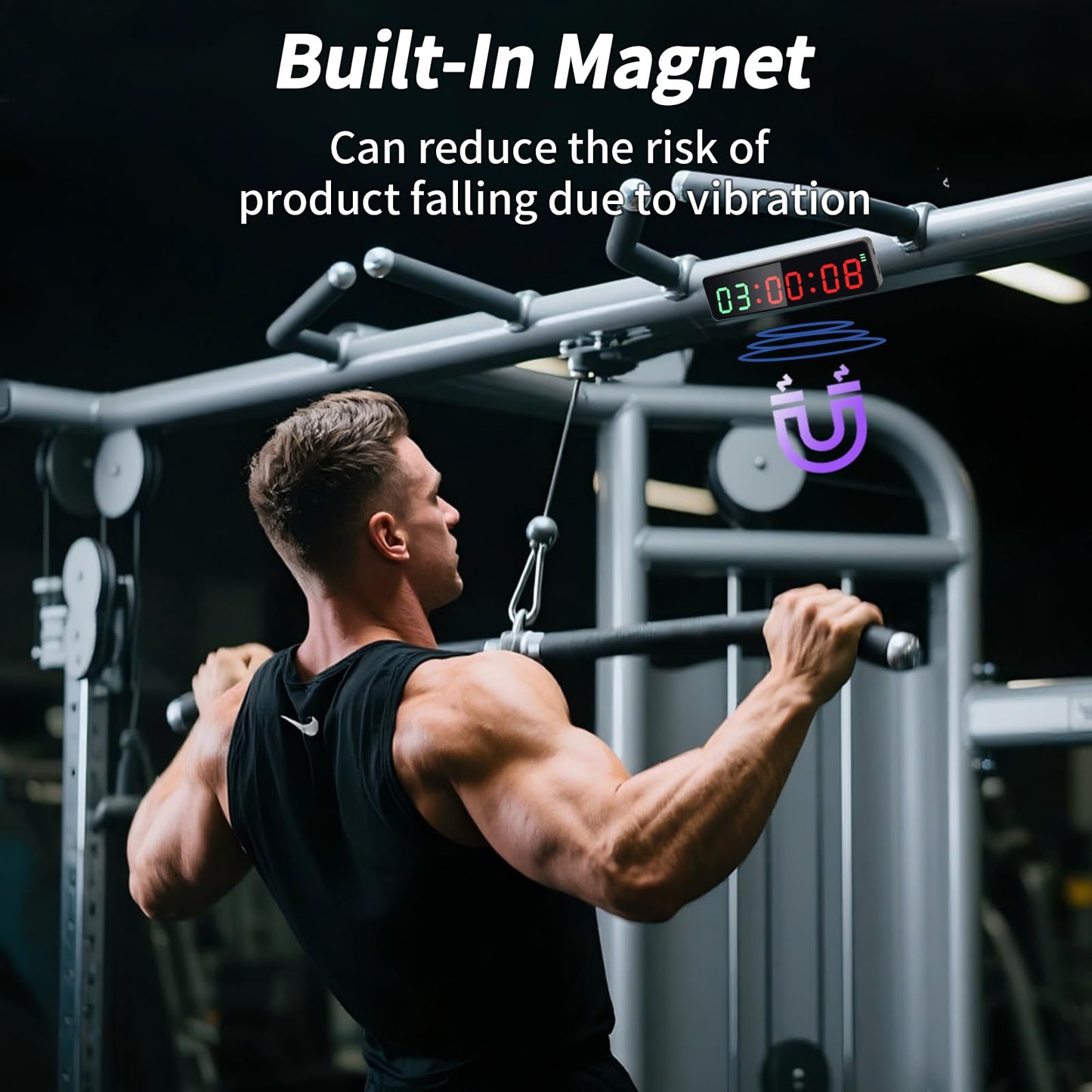 F-Winner Portable Gym Timer Clock with Powerful Battery, Workout Timer for Home Gym with Brightness Adjustable for Countdown/Up/Stopwatch/HIIT, Digital Gym Stopwatch for Gym/Garage/Boxing/Fitness