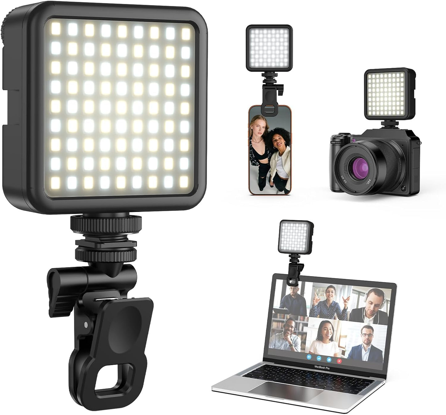 ULANZI VL-81 3200K-5600K CRI95 3000mAh Camera Phone Selfie Light with Clip & Cold Shoe, Bi-Color Portable LED Video