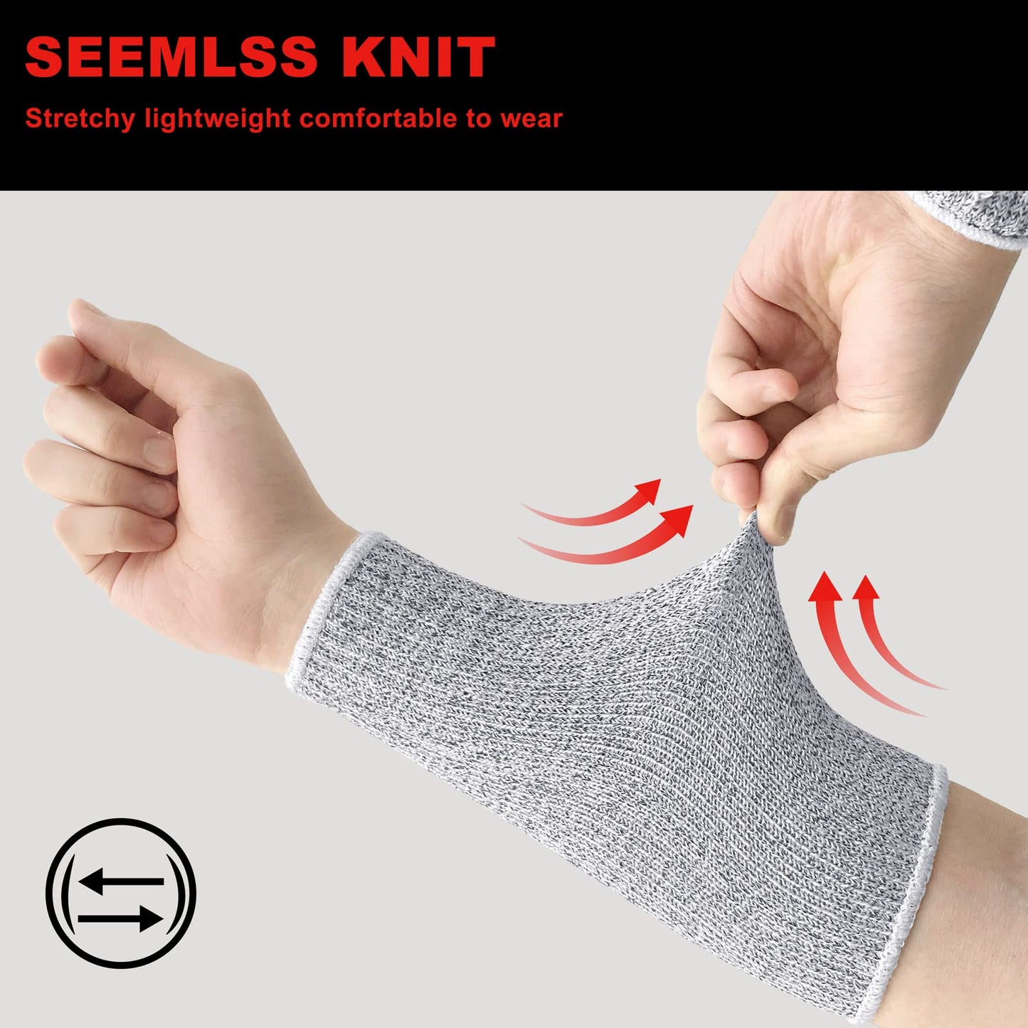 Evridwear Arm Protectors for Thin Skin and Bruising Cut Resistant Arm Sleeves Arm Guards Protective Sleeves for Men Women, 2 Pairs No Thumb Hole L/XL,Gray