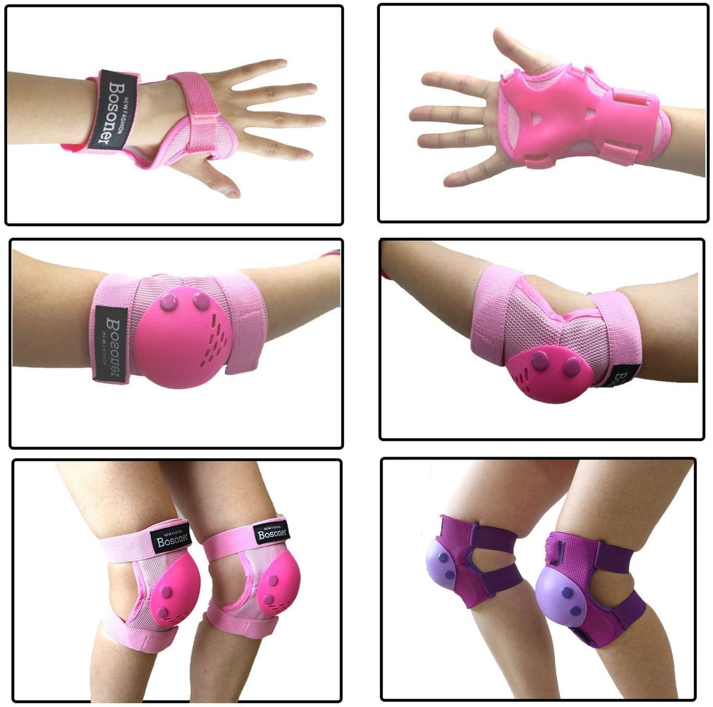 BOSONER Kids/Youth Knee Pads Elbow Pads Wrist Guards Set for 3-15 Years, Child Protective Gear Set for Multi-Sports Outdoor, Roller Skates, Cycling, BMX Bike, Skateboard, Inline Skating