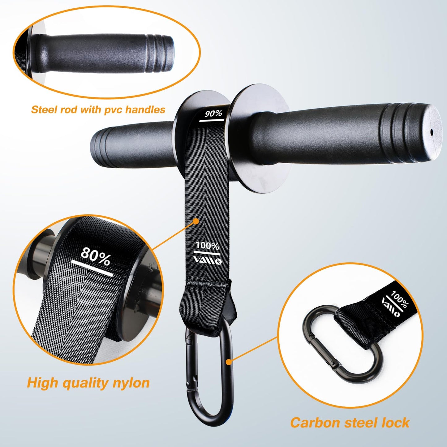 VAIIO Forearm Strengthener and Wrist Roller with Quick Locking Mechanism - Durable PVC Anti-Slip Grip Handles - Perfect for Men and Women - Ideal for Hand, Wrist, and Forearm Strength Training Black