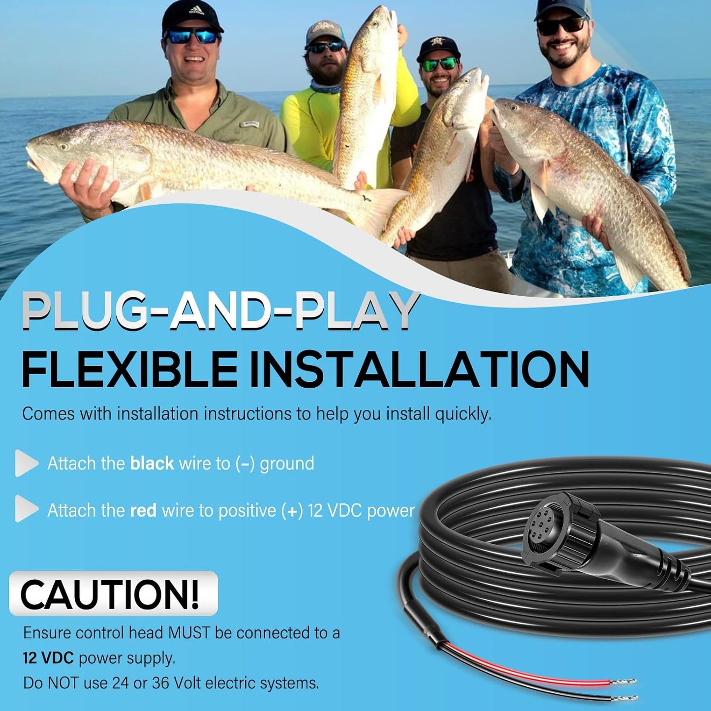 Bonbo 12 6' Humminbird 720085-1 (6 PC Power Cord Power Cable Fit for SOLIX and Onix Series Fish Finders Foot)